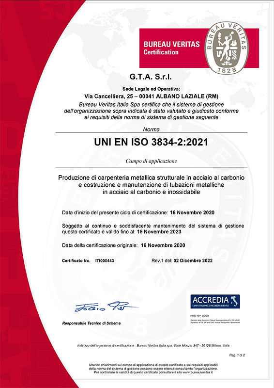 Certificato ISO 3834-3 2022.12 Carpenterie strutturali